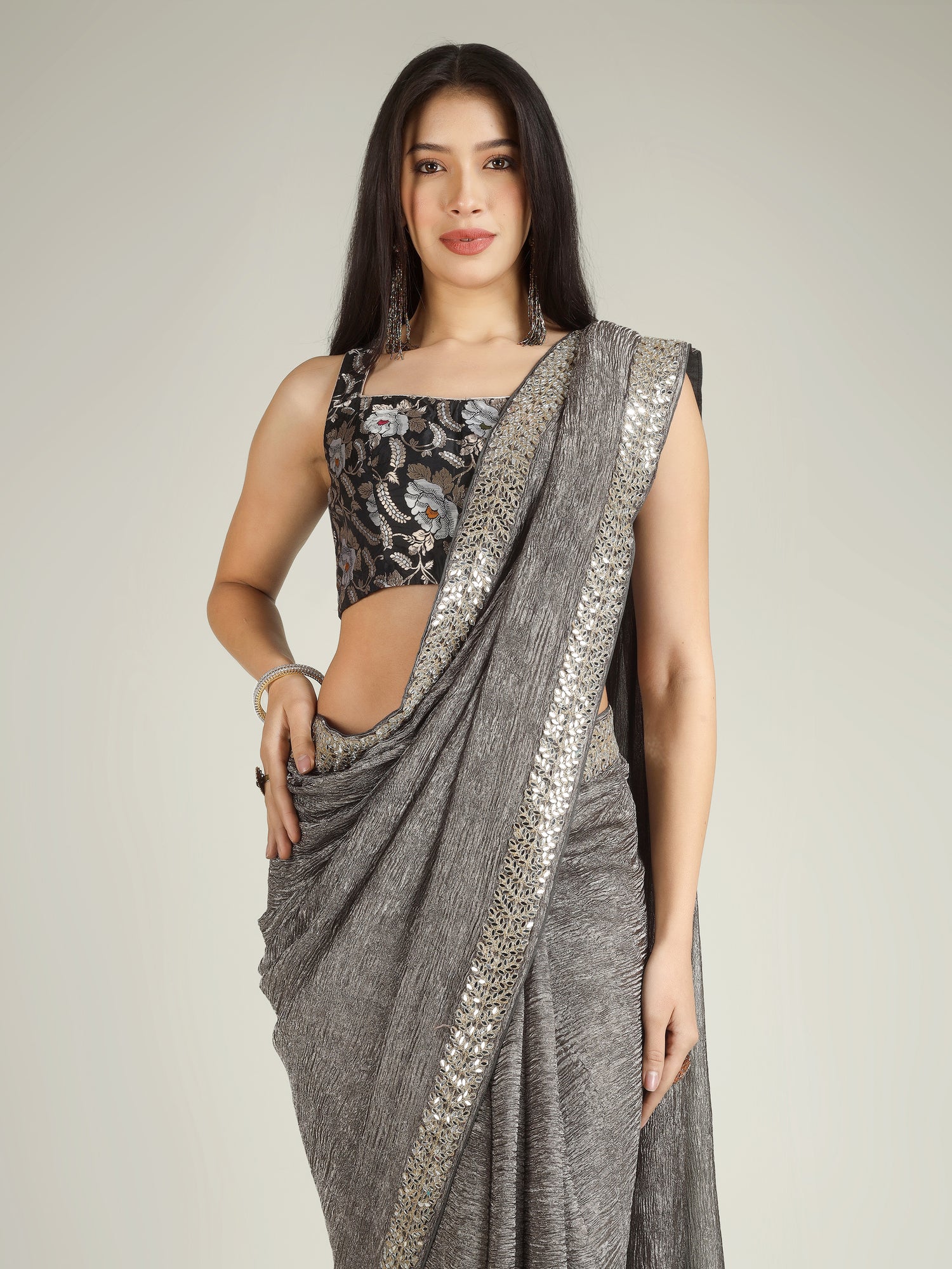 Banarasi Crush Tissue Silk Saree with Border