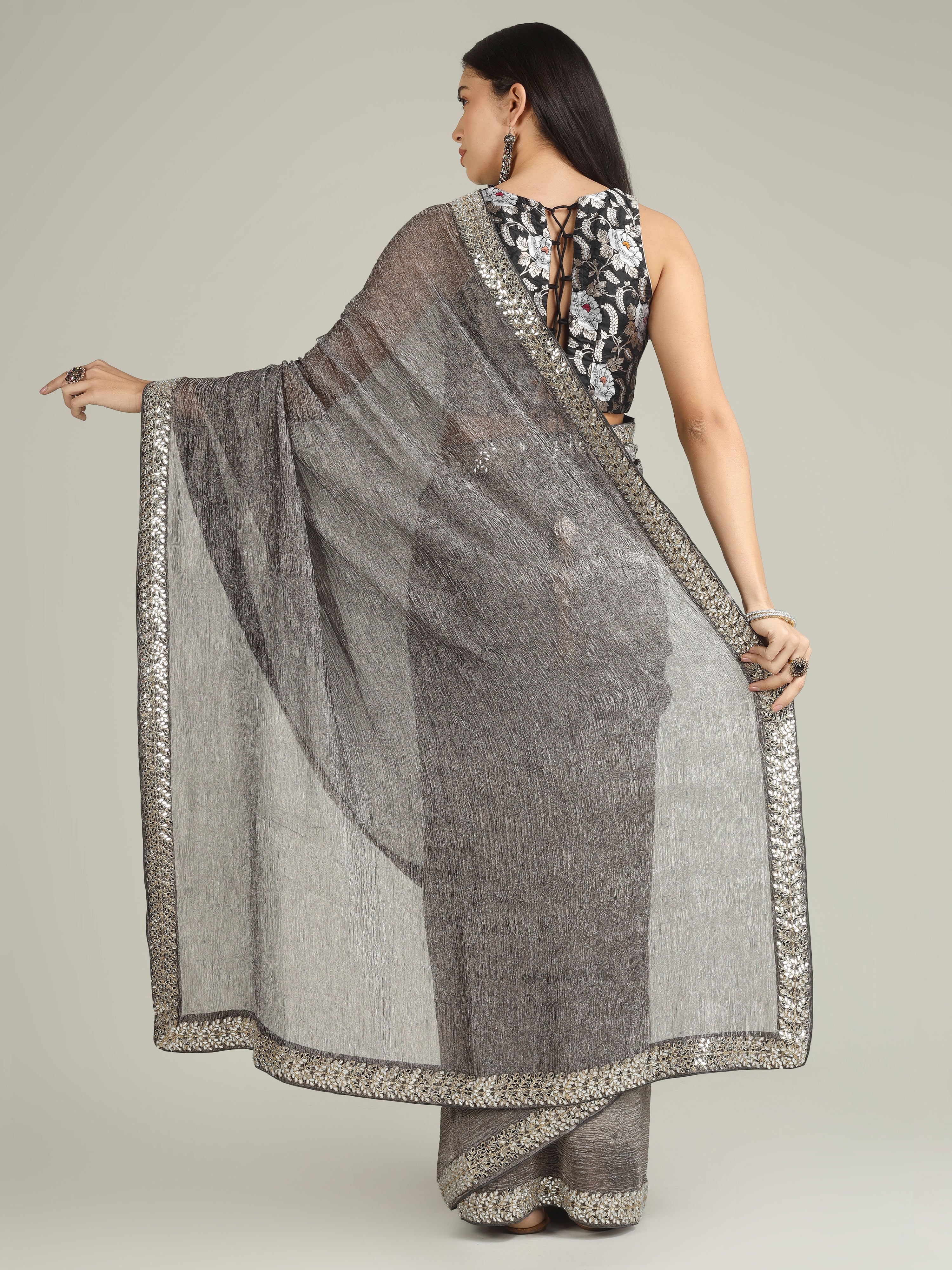 Banarasi Crush Tissue Silk Saree with Border