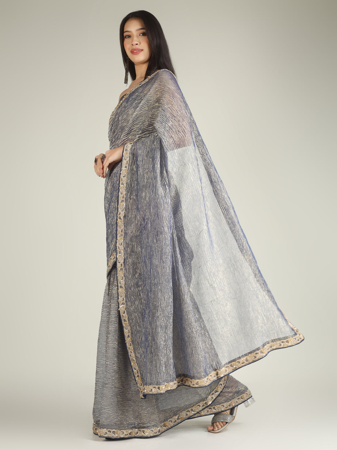 Banarasi Crush Tissue Silk Saree with Border