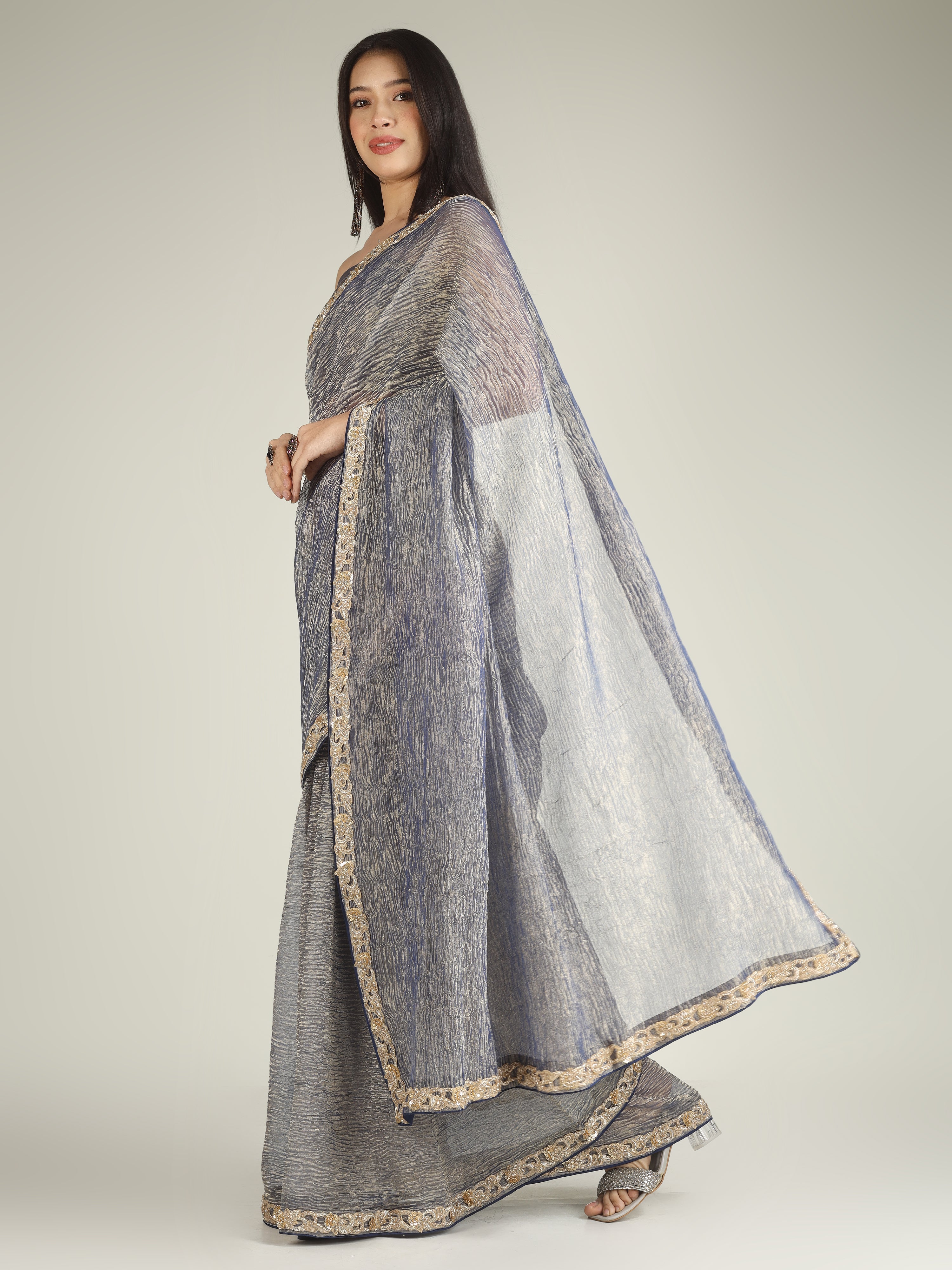 Banarasi Crush Tissue Silk Saree with Border