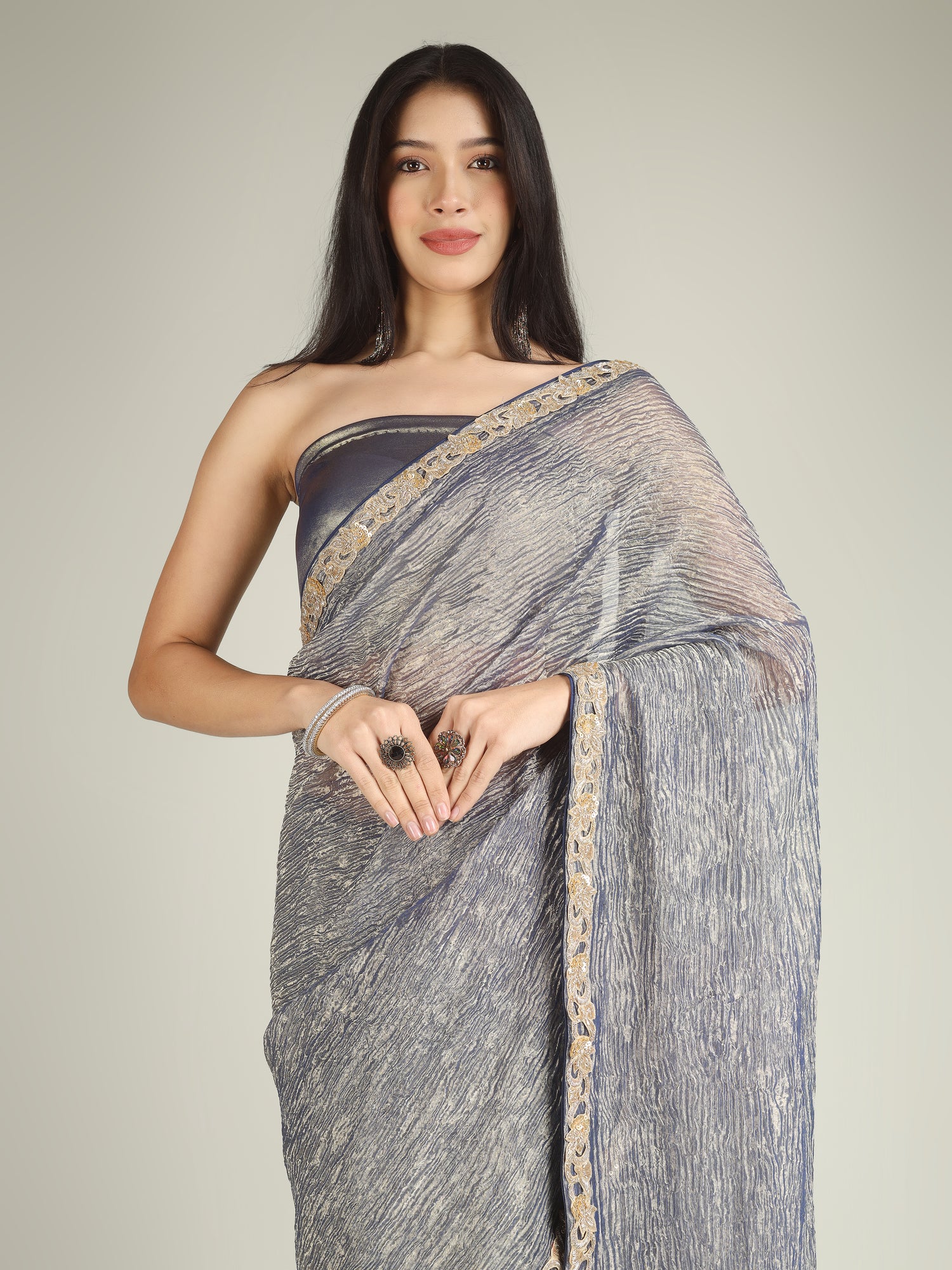 Banarasi Crush Tissue Silk Saree with Border