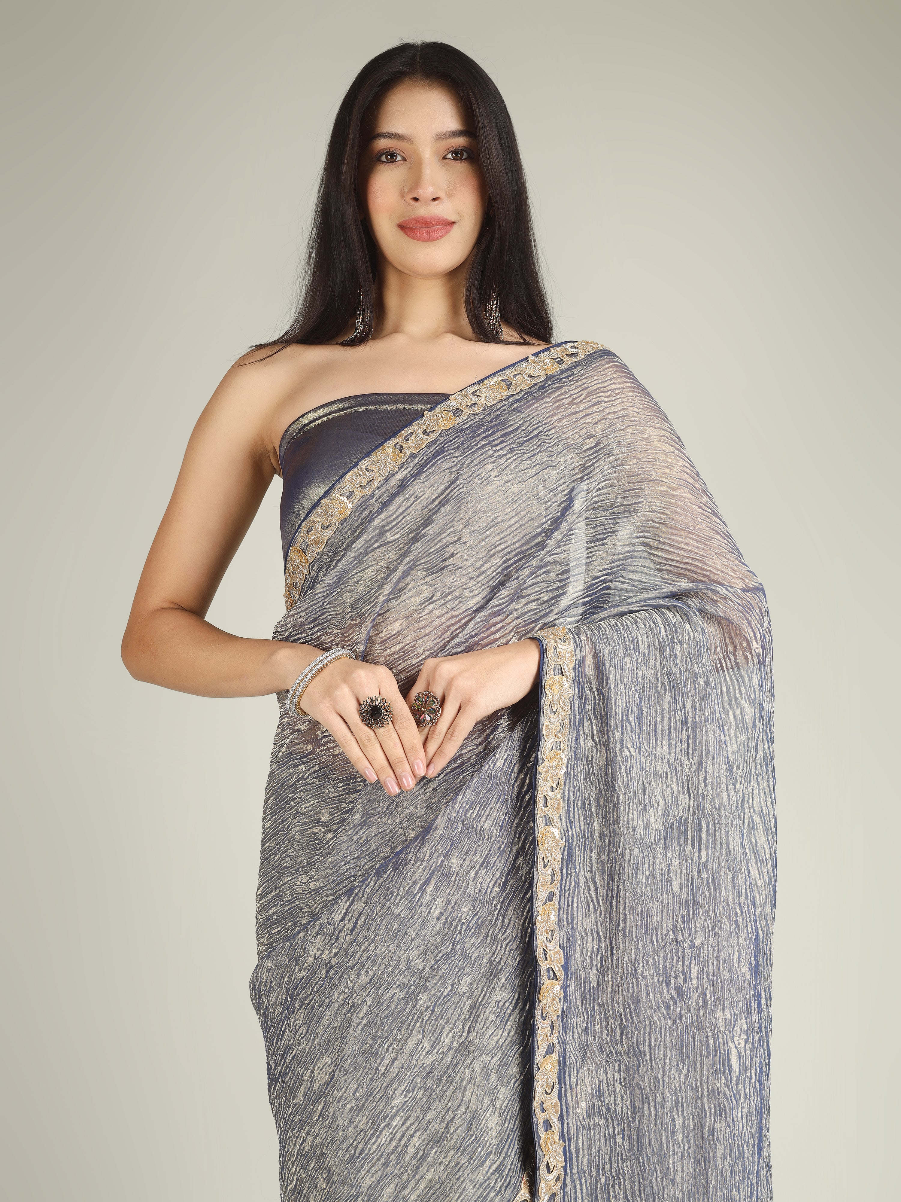 Banarasi Crush Tissue Silk Saree with Border