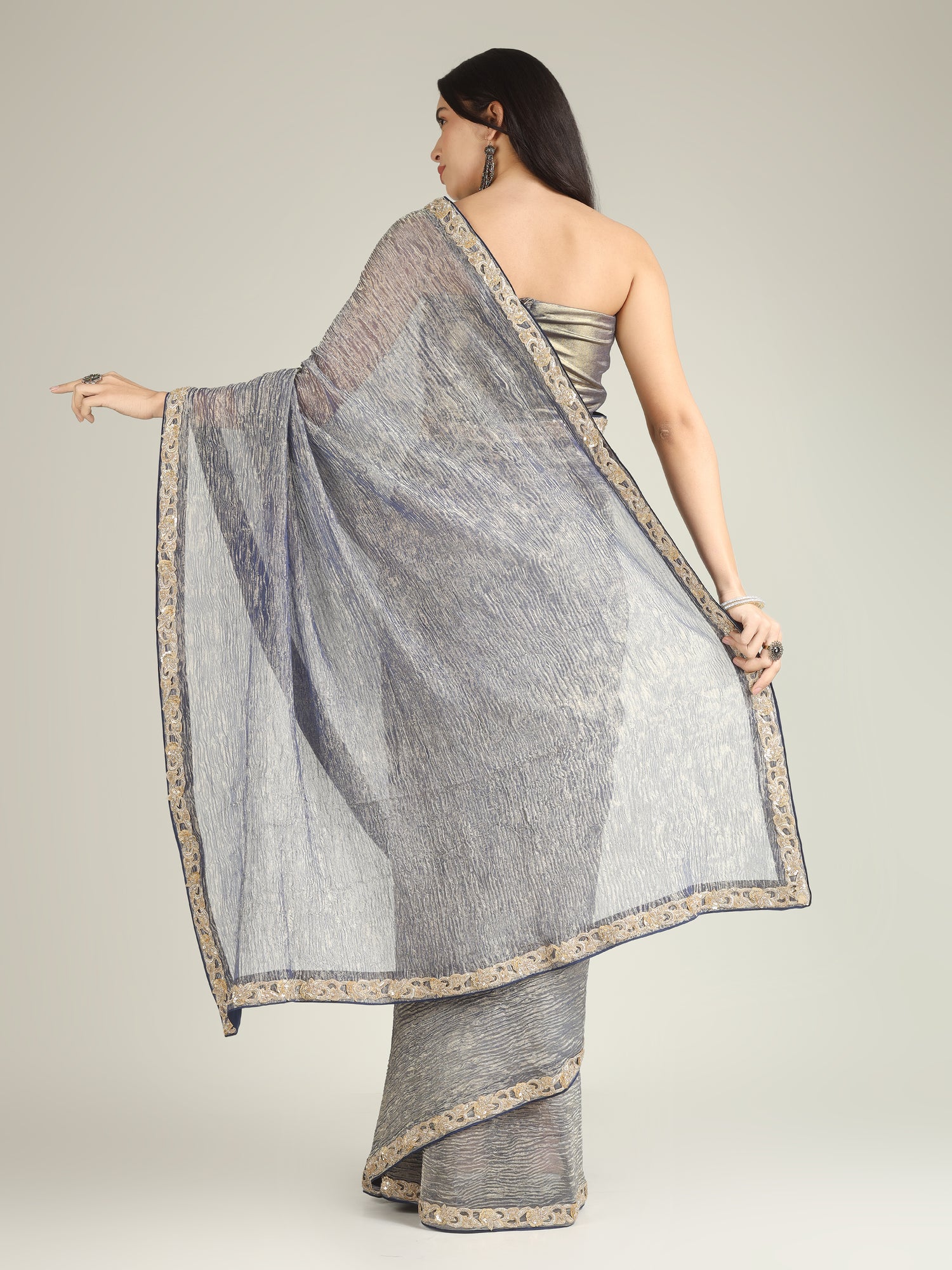 Banarasi Crush Tissue Silk Saree with Border