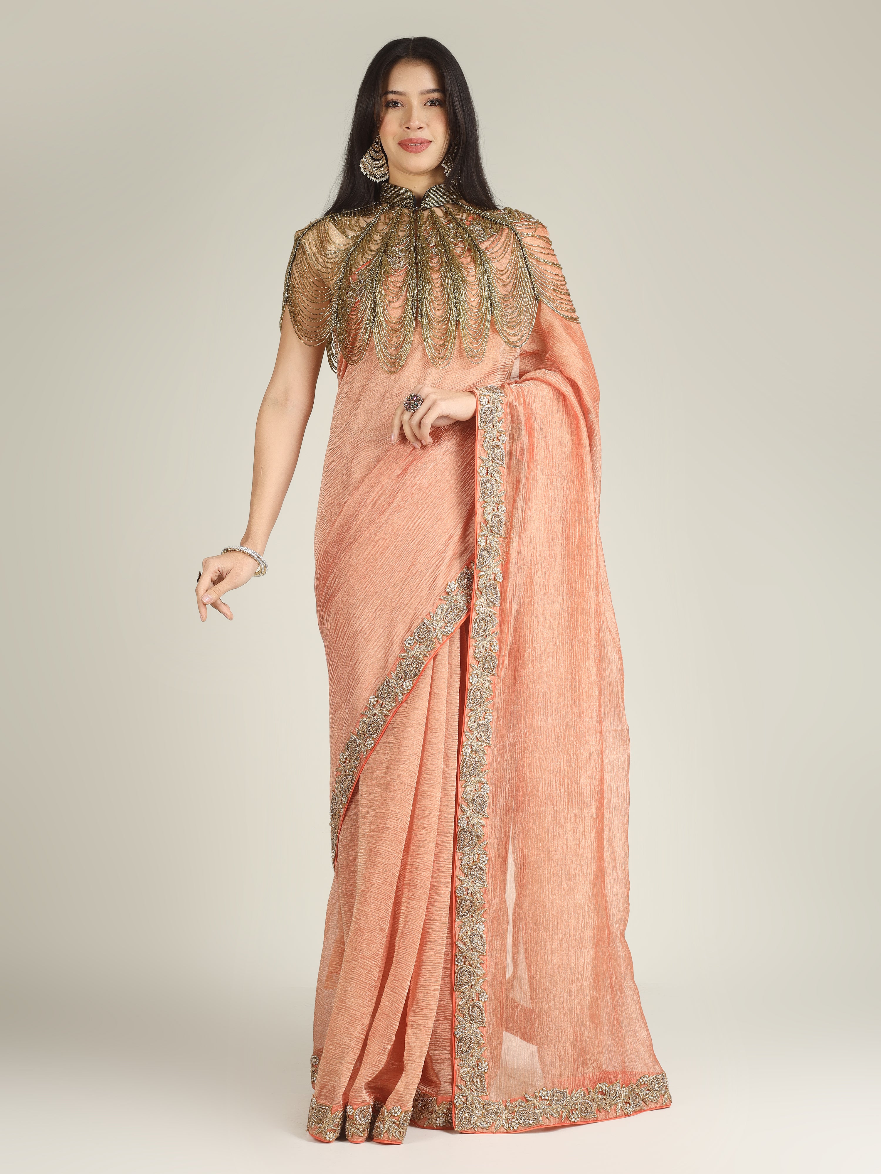 Banarasi Crush Tissue Silk Saree with Border