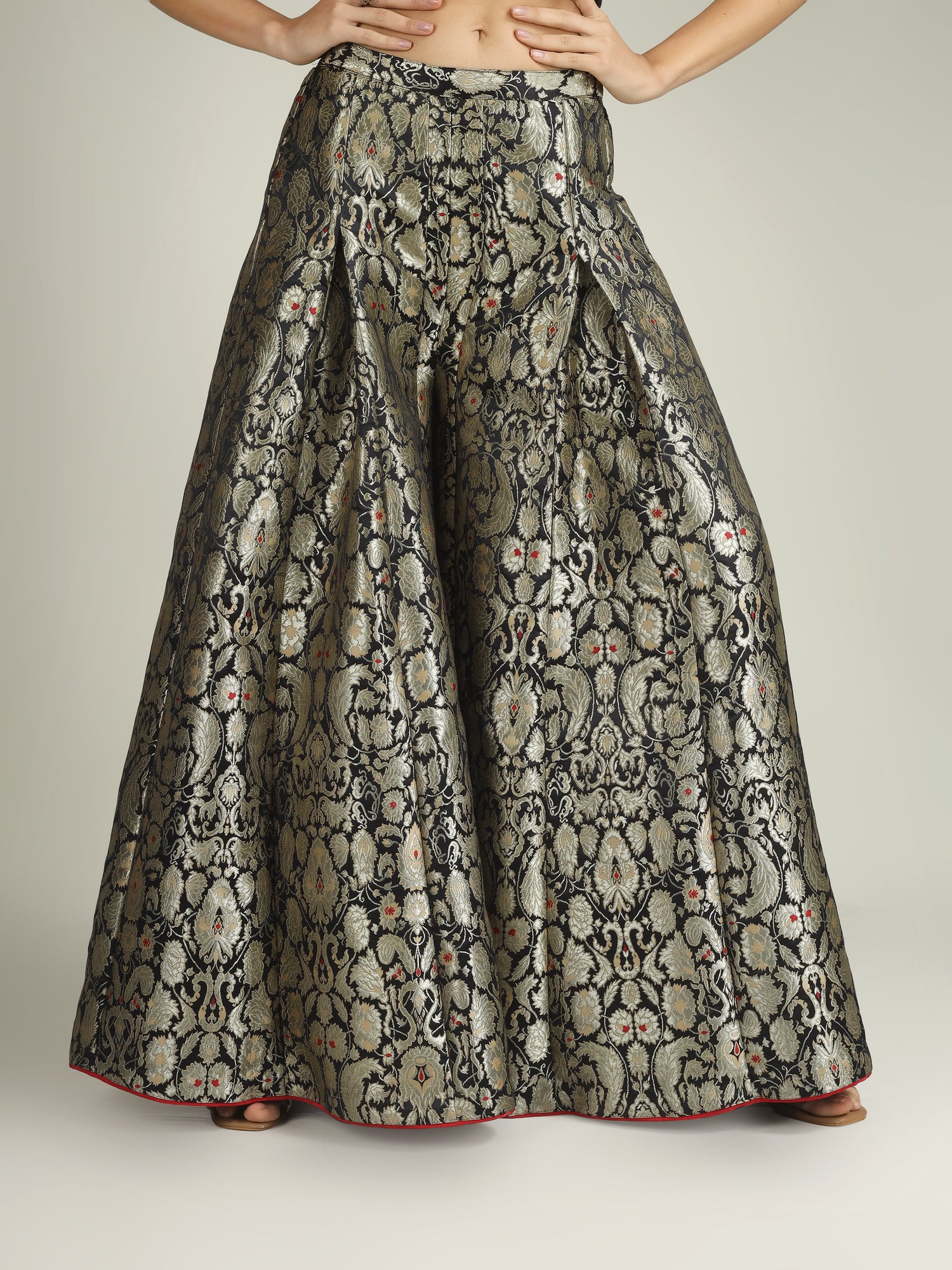 Black Banarasi Brocade Silk Stitched Sharara Set