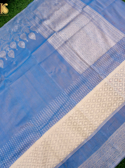Pure Banarasi Kora by Tissue Saree with Kadhiyal Border