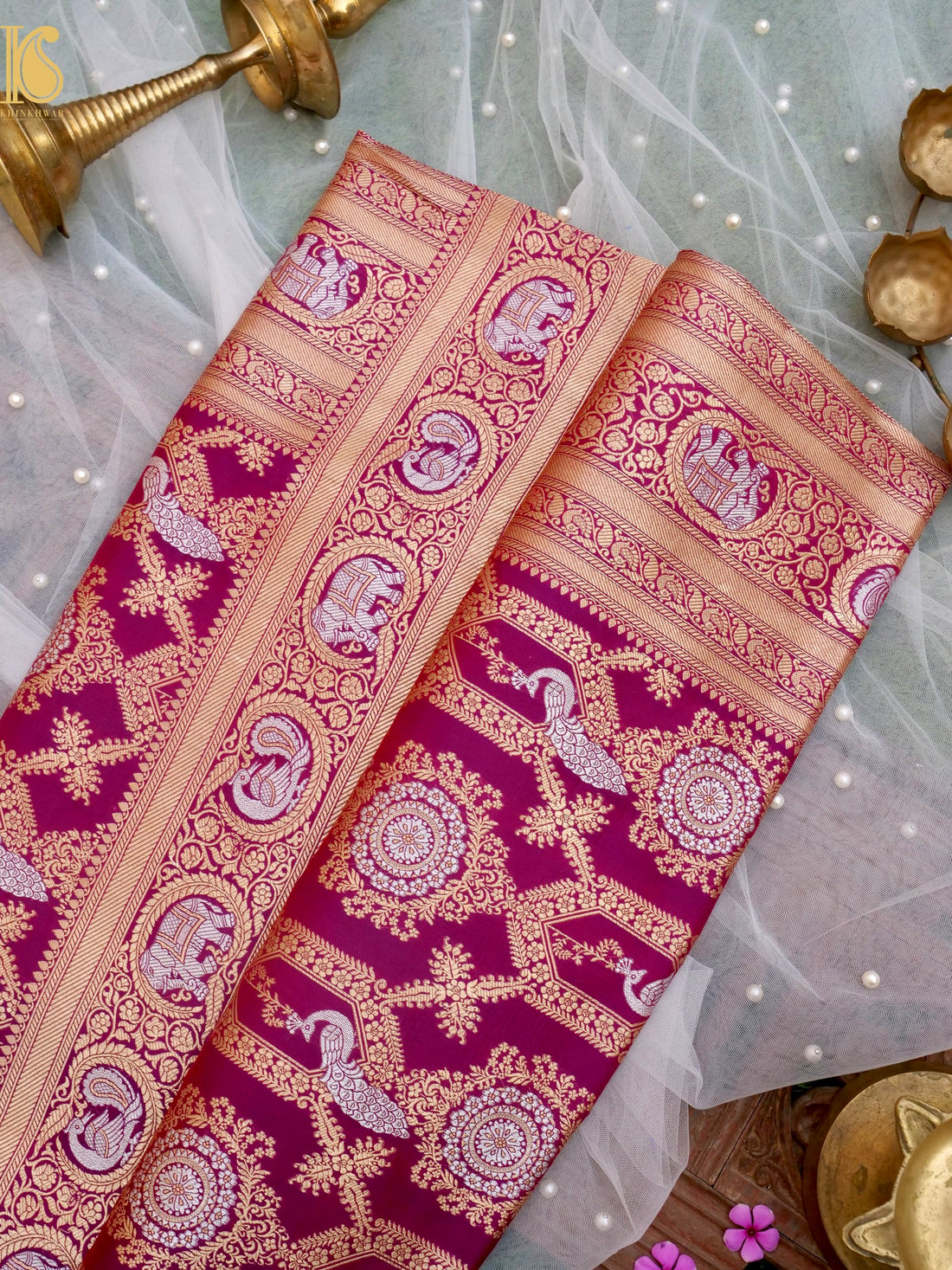 Handloom Pure Katan Silk Shikargah Banarasi Saree
