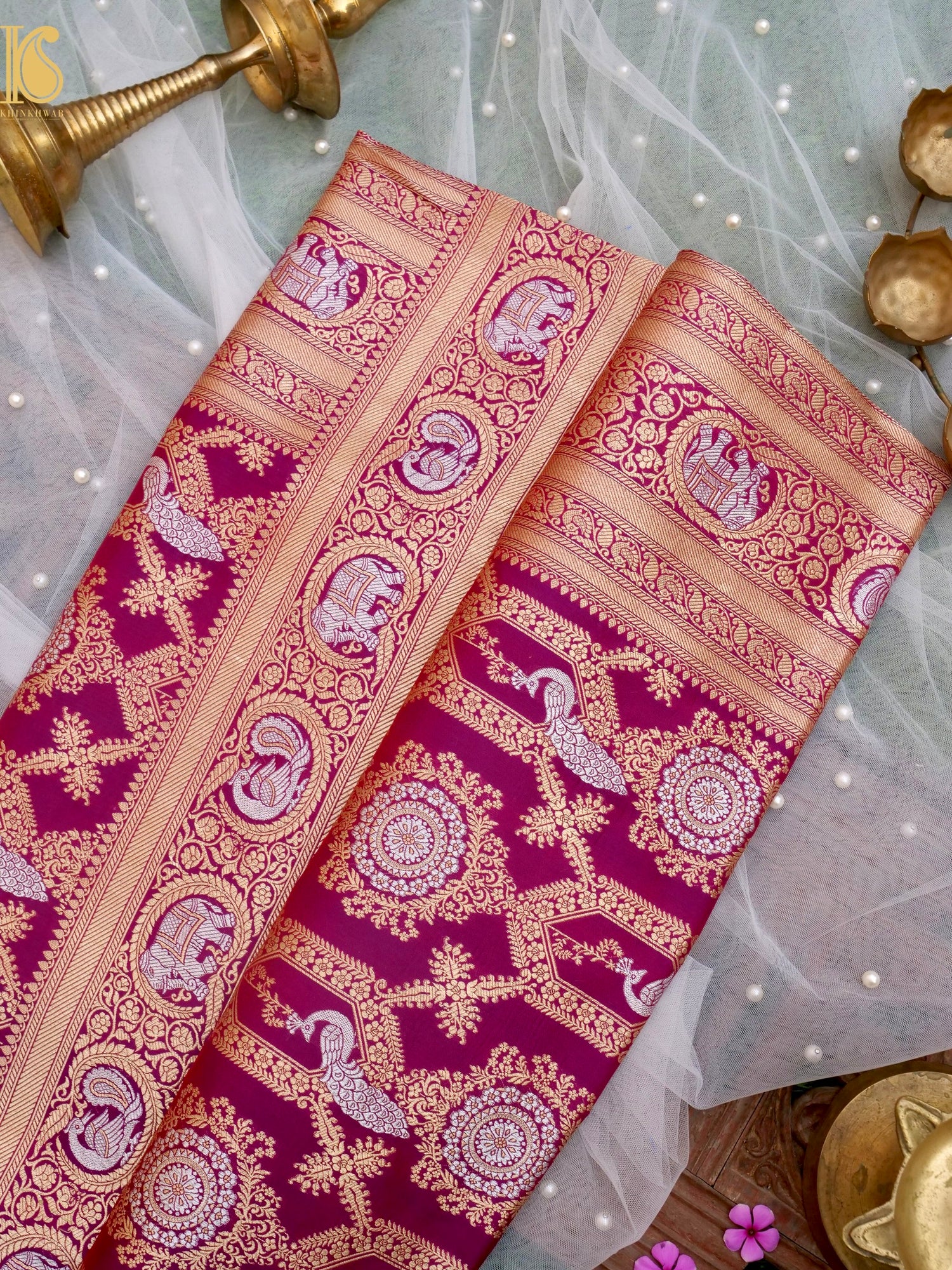 Handloom Pure Katan Silk Shikargah Banarasi Saree