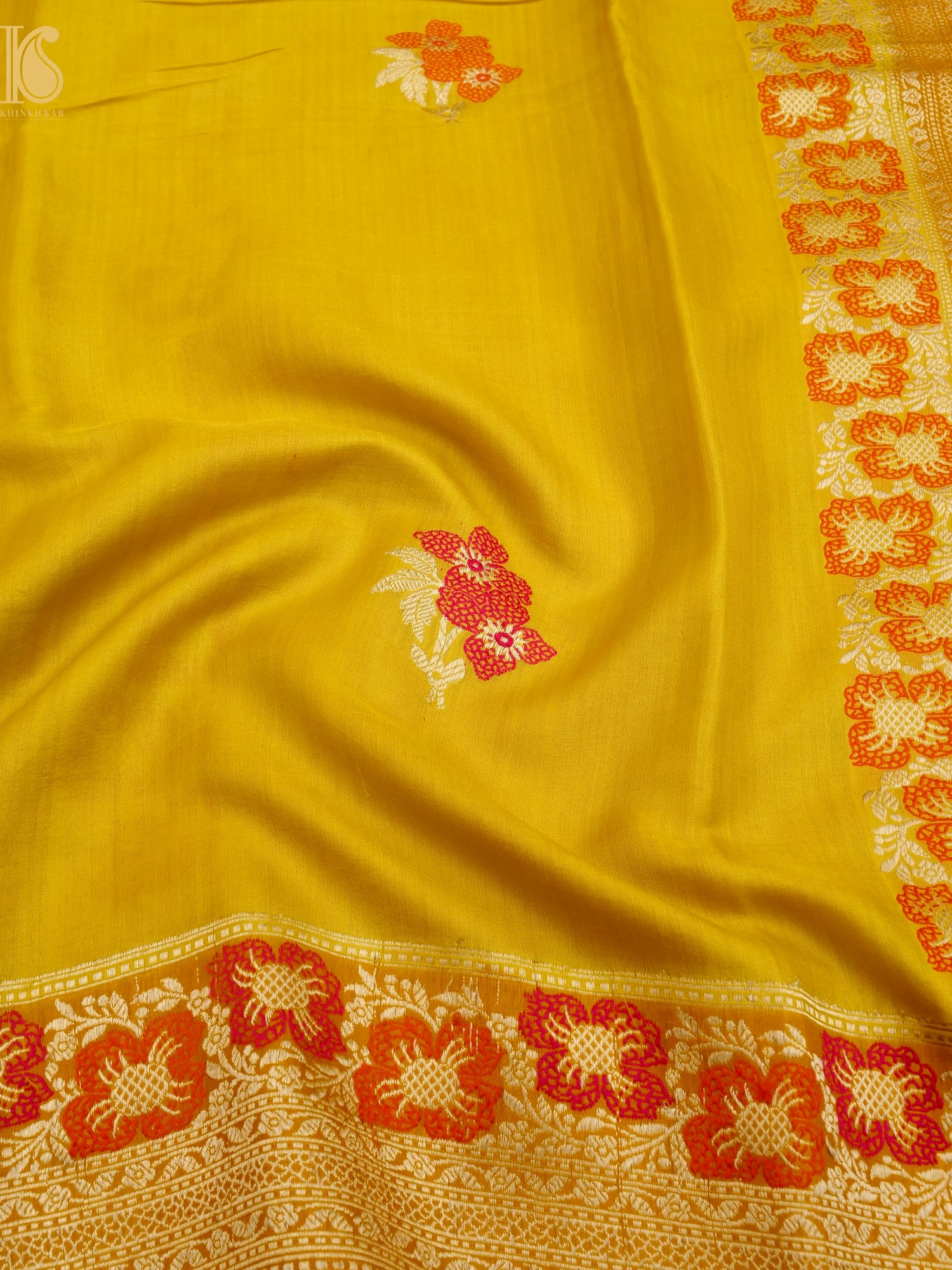 Handloom Banarasi Gajji Silk Alfi Booti Saree