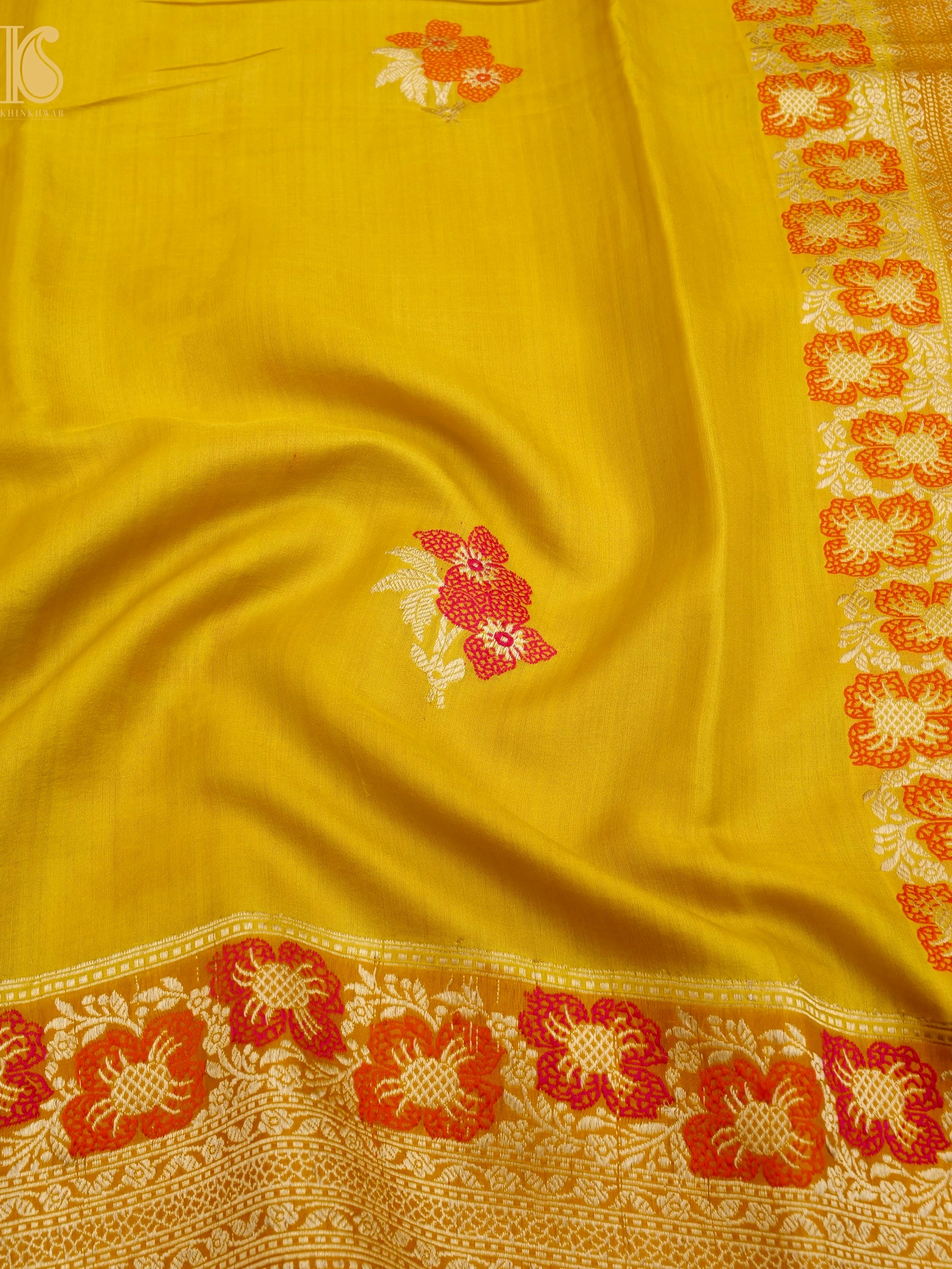 Handloom Banarasi Gajji Silk Alfi Booti Saree
