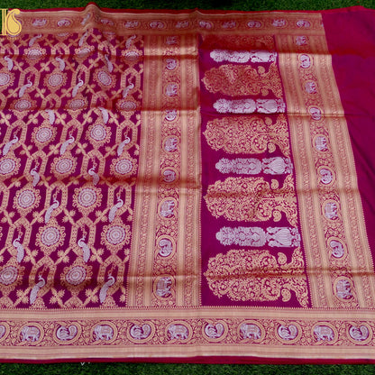 Handloom Pure Katan Silk Shikargah Banarasi Saree