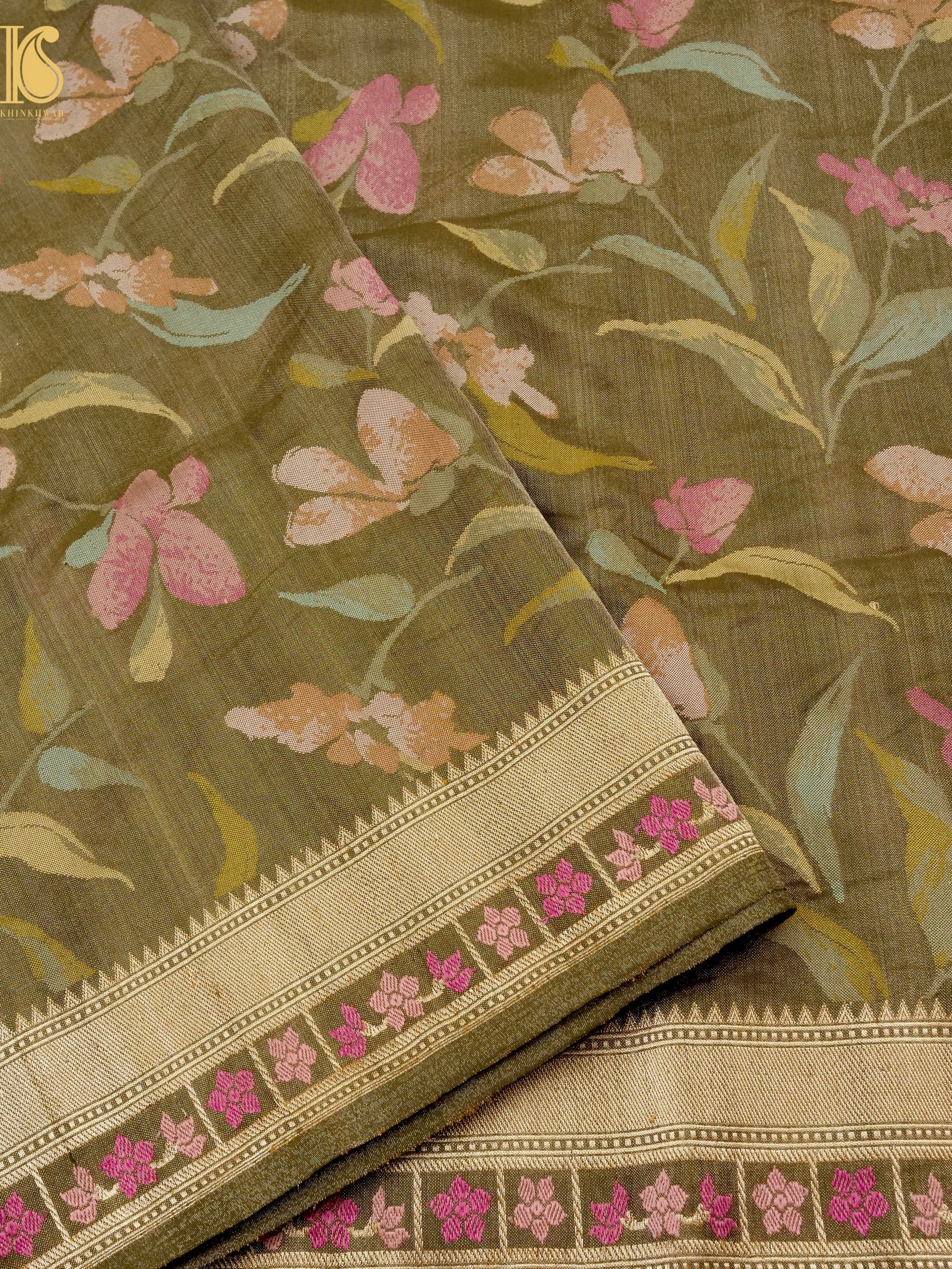 Handloom Banarasi Real Silver Zari Tissue Silk Saree