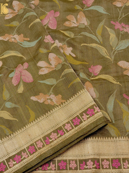 Handloom Banarasi Real Silver Zari Tissue Silk Saree