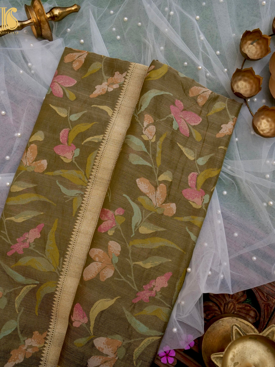 Handloom Banarasi Real Silver Zari Tissue Silk Saree