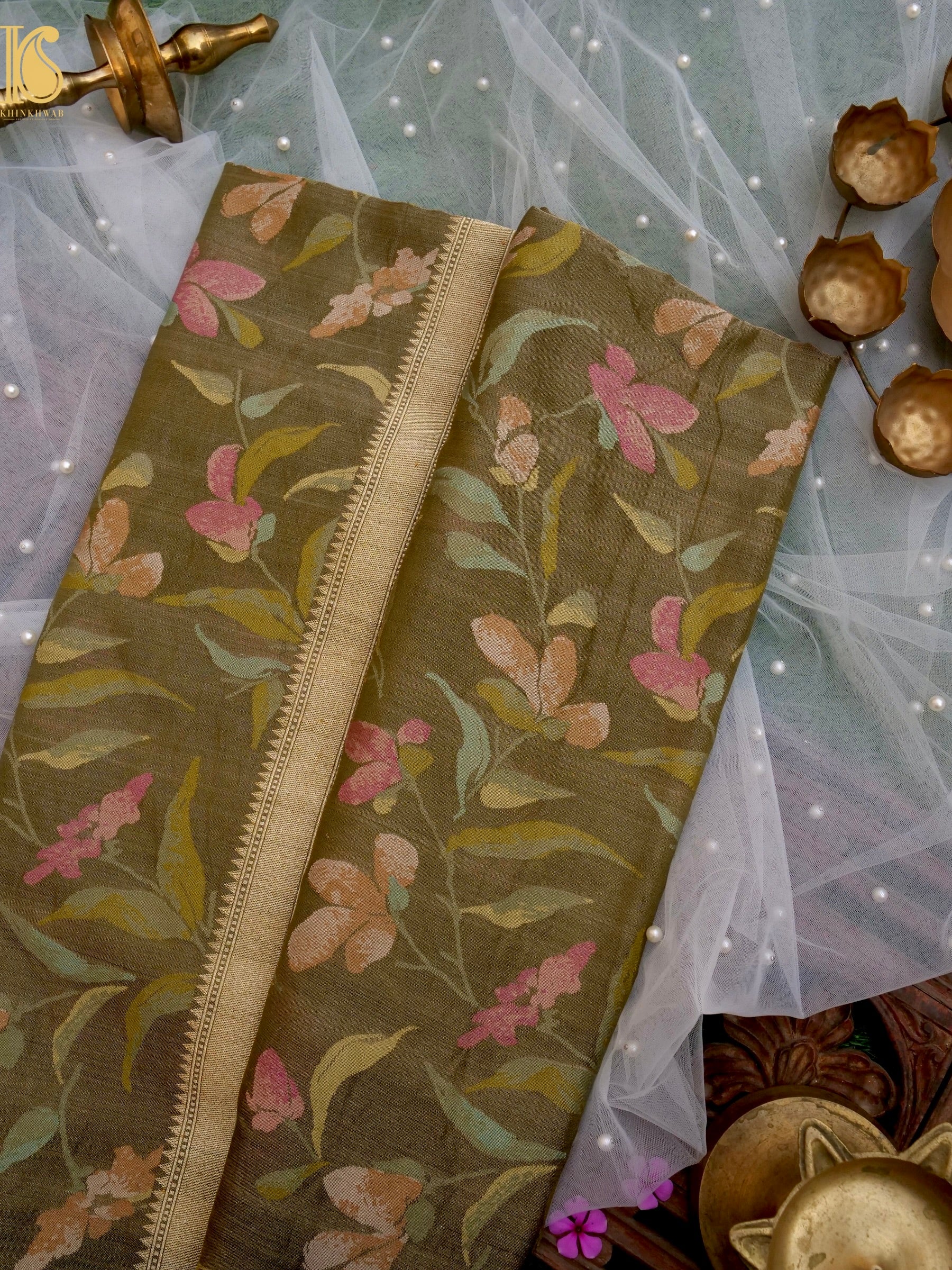 Handloom Banarasi Real Silver Zari Tissue Silk Saree