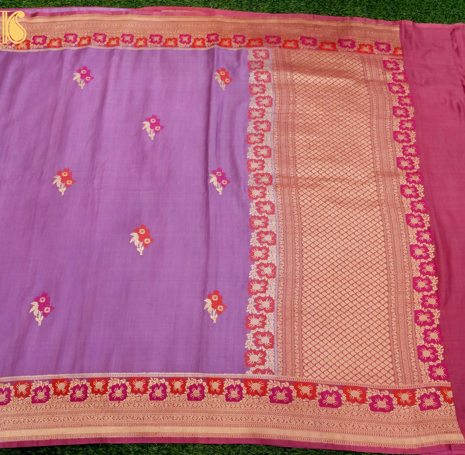 Handloom Banarasi Gajji Silk Alfi Booti Saree