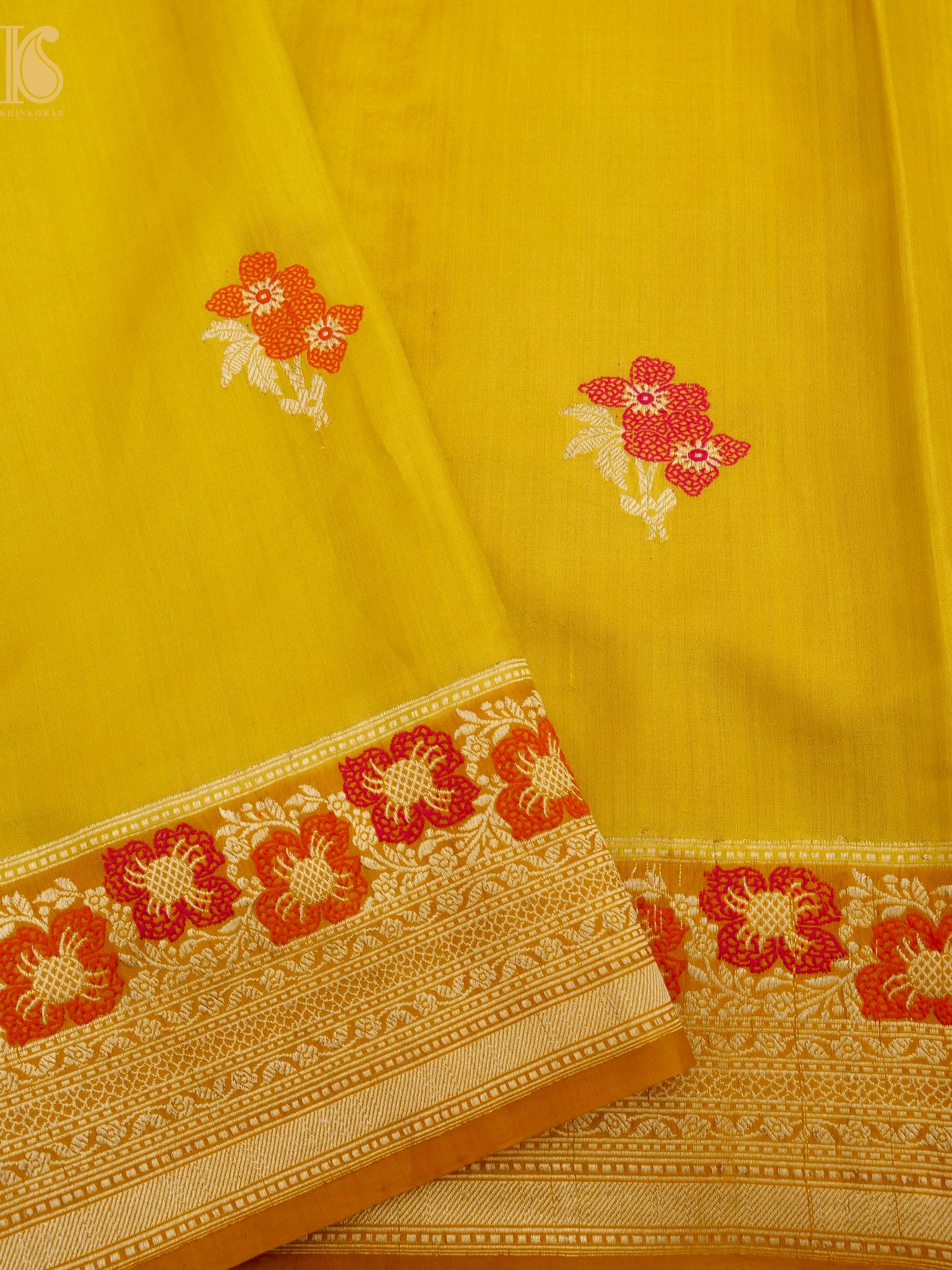 Handloom Banarasi Gajji Silk Alfi Booti Saree