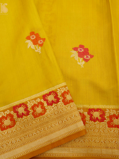 Handloom Banarasi Gajji Silk Alfi Booti Saree