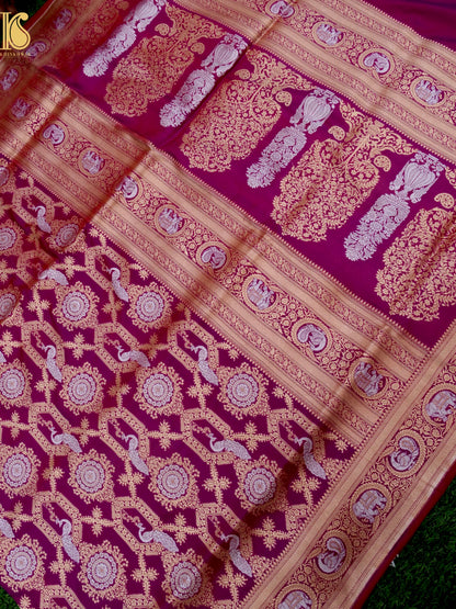 Handloom Pure Katan Silk Shikargah Banarasi Saree