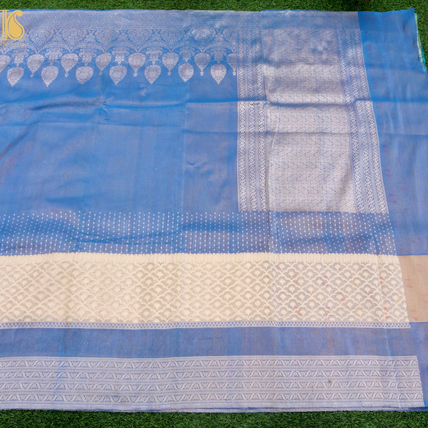 Pure Banarasi Kora by Tissue Saree with Kadhiyal Border