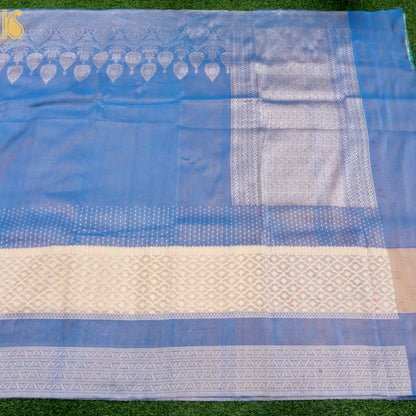 Pure Banarasi Kora by Tissue Saree with Kadhiyal Border