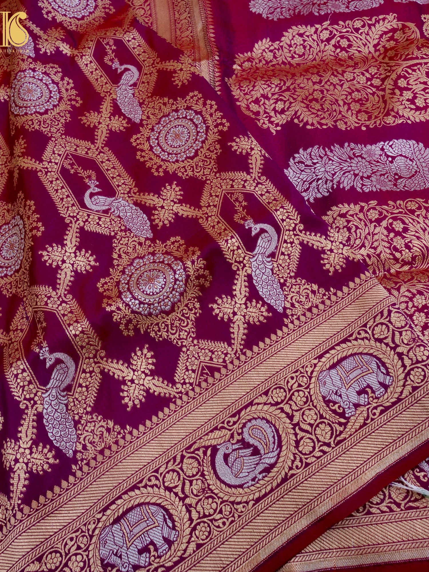 Handloom Pure Katan Silk Shikargah Banarasi Saree