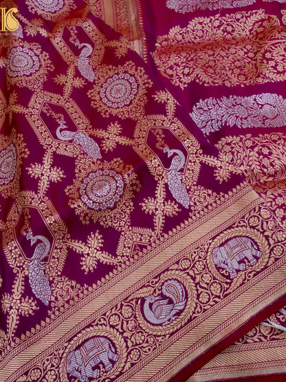 Handloom Pure Katan Silk Shikargah Banarasi Saree