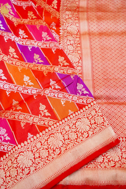 Handloom Banarasi Kadwa Rangkat Katan Silk Saree