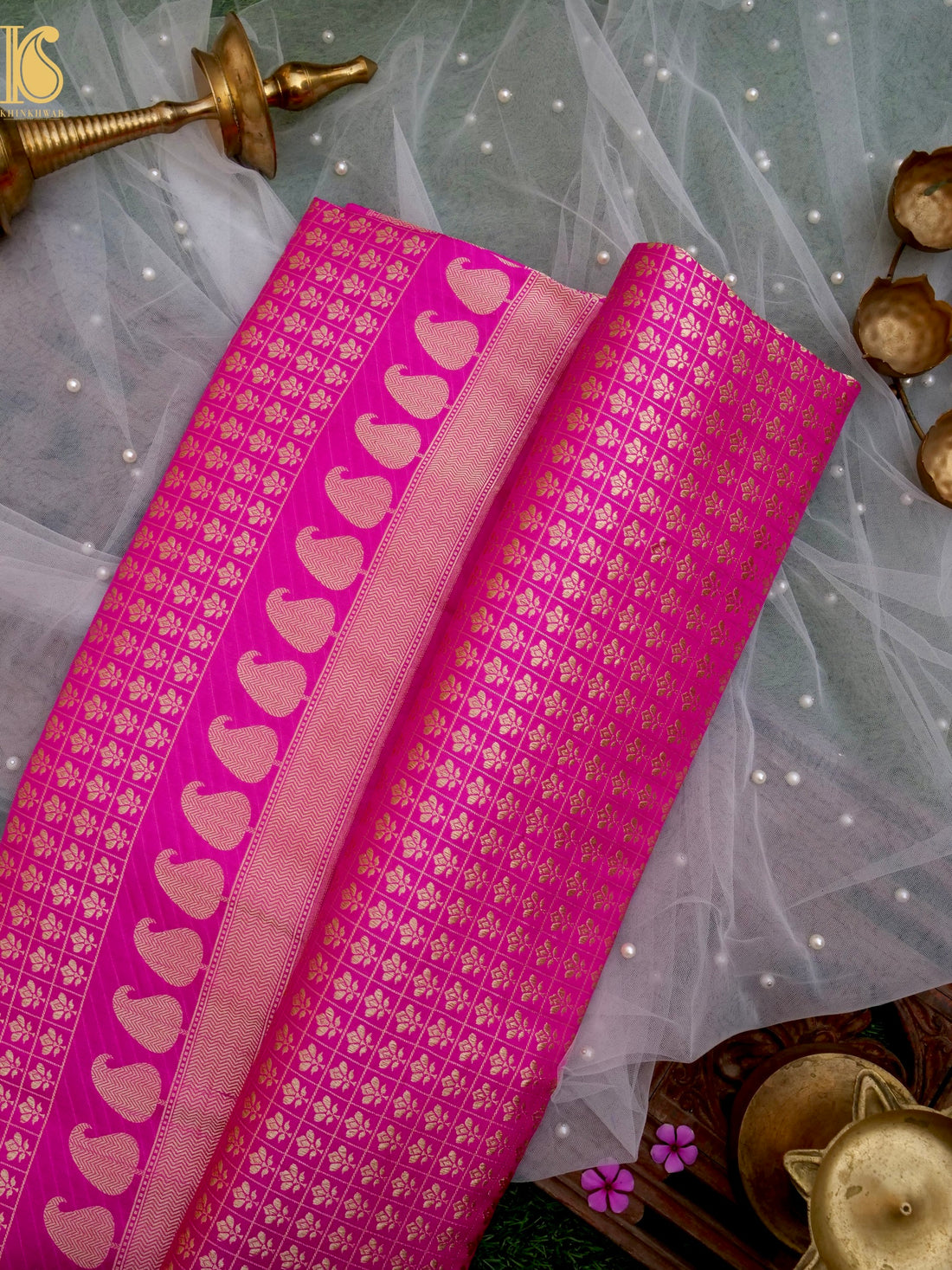 Handloom Banarasi Katan Silk Brocade Saree with Konya Pallu