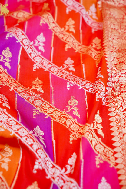 Handloom Banarasi Kadwa Rangkat Katan Silk Saree