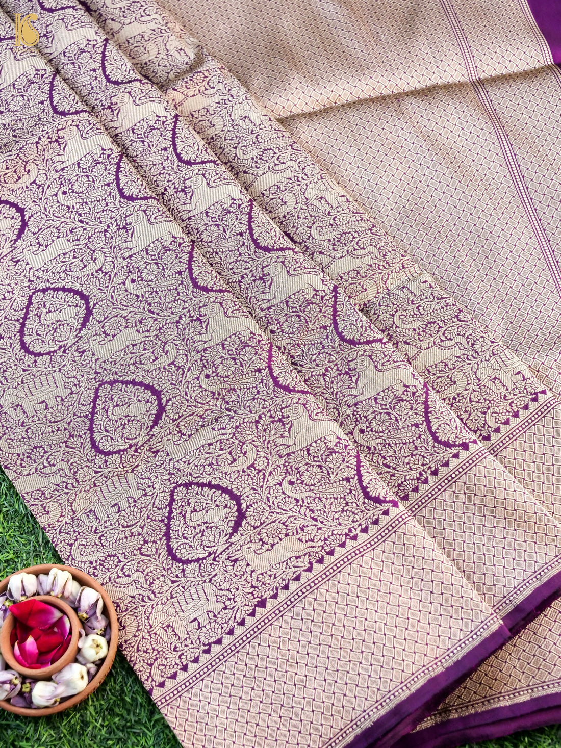 Handwoven Katan Silk Banarasi Shikargah Saree