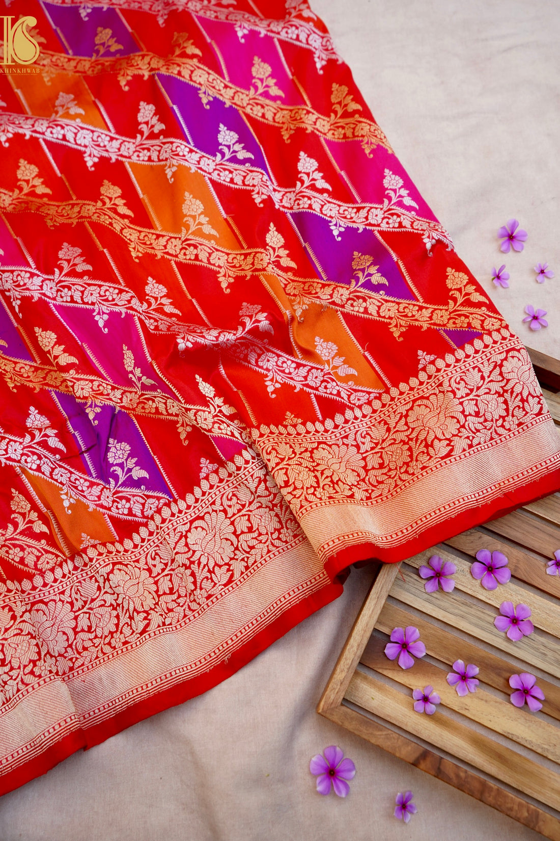 Handloom Banarasi Kadwa Rangkat Katan Silk Saree