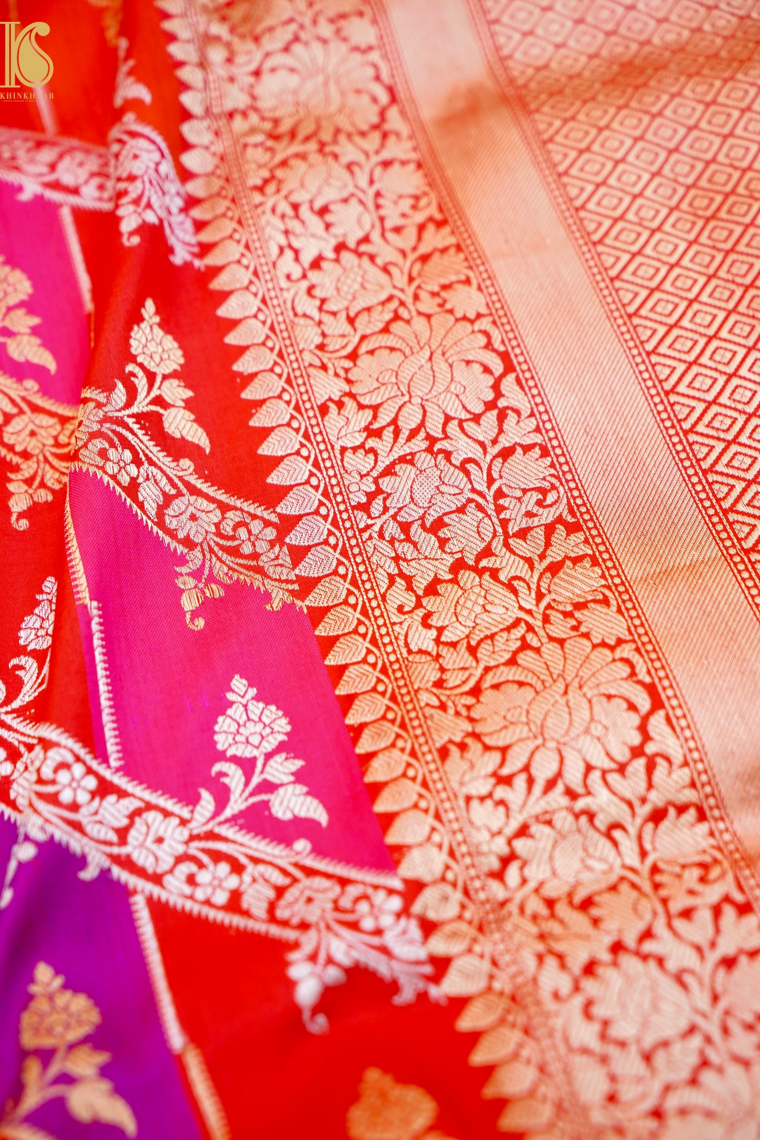 Handloom Banarasi Kadwa Rangkat Katan Silk Saree