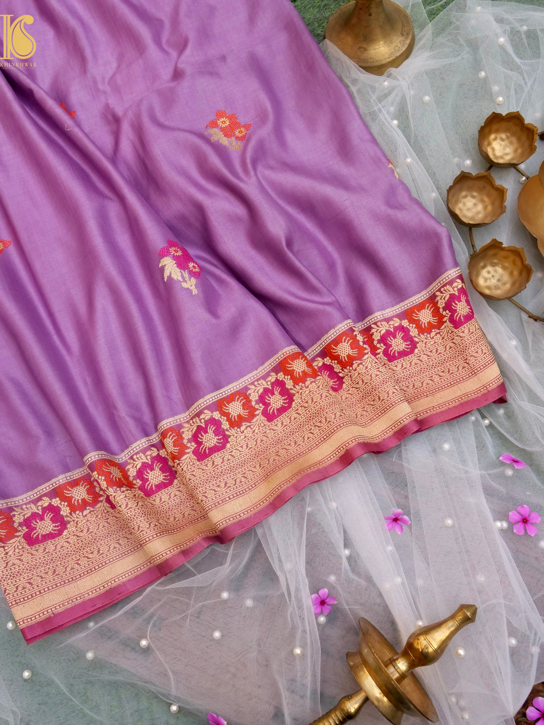 Handloom Banarasi Gajji Silk Alfi Booti Saree