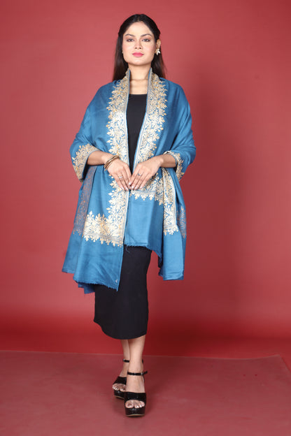 Pure Pashmina Handwoven Tilla Embriodery Kashmiri Shawl