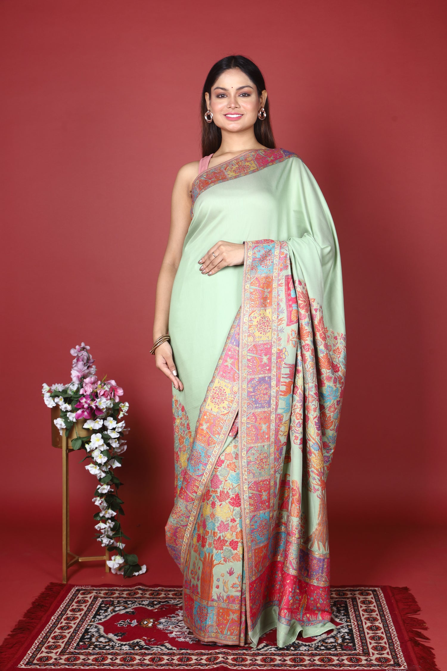 Pure Silk Wool Kani Work Kashmiri Saree