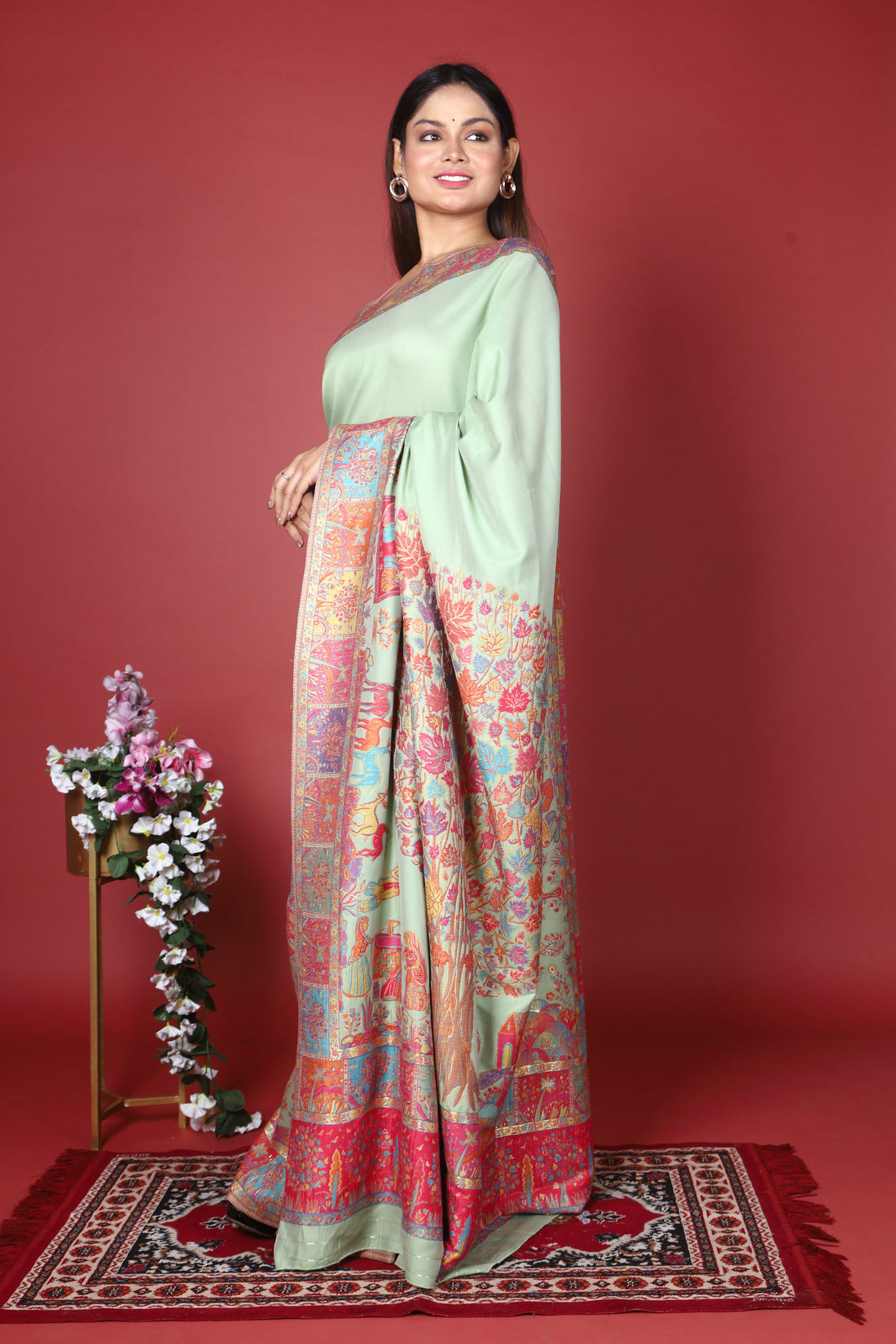 Pure Silk Wool Kani Work Kashmiri Saree