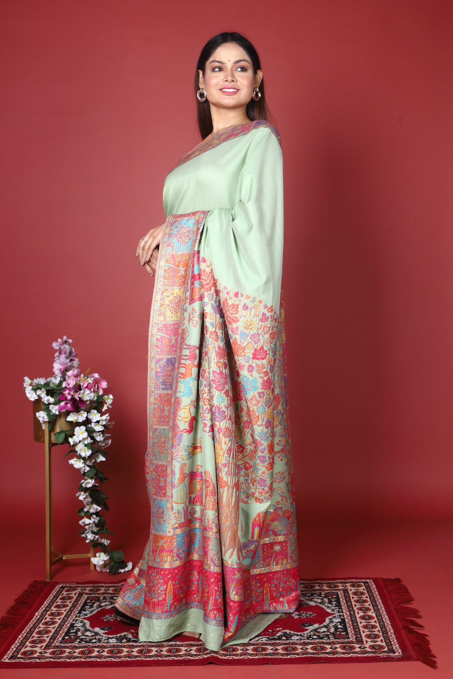 Pure Silk Wool Kani Work Kashmiri Saree