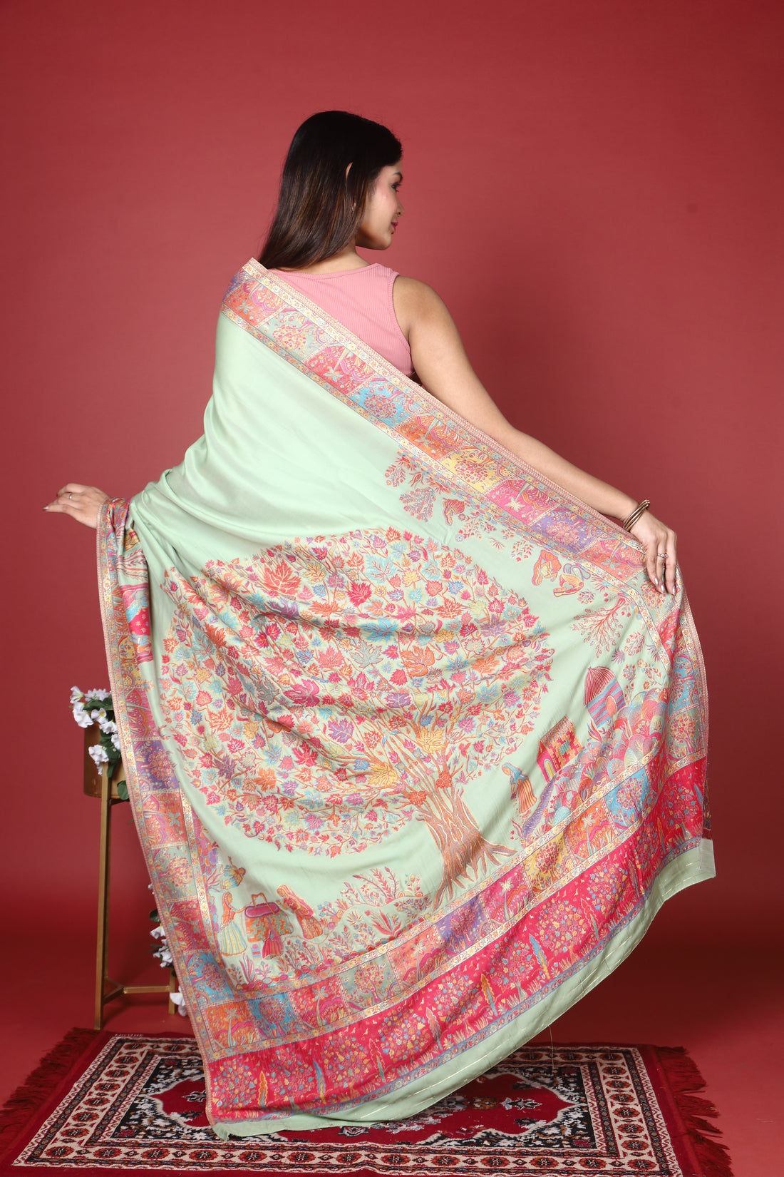 Pure Silk Wool Kani Work Kashmiri Saree