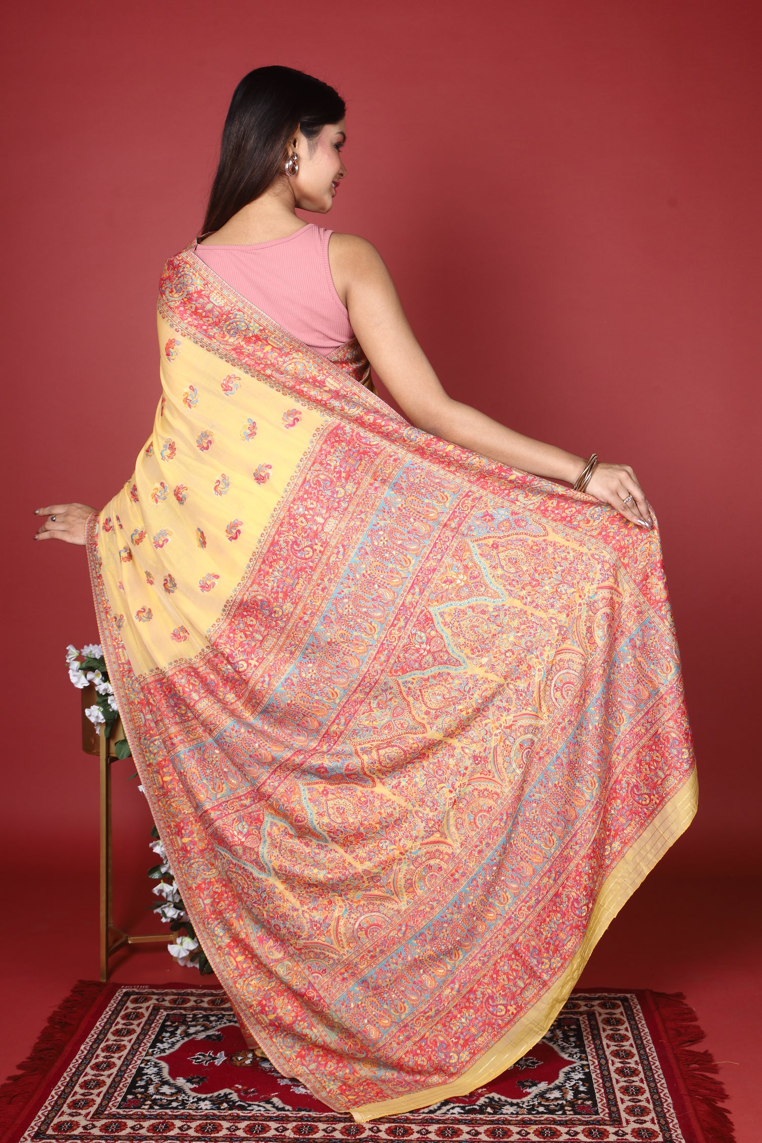 Pure Silk Wool Kani Work Kashmiri Saree