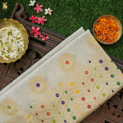 Off White Pure Banarasi Kora by Tissue Saree