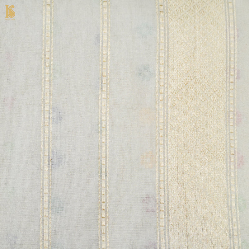 Off White Pure Banarasi Kora by Tissue Saree
