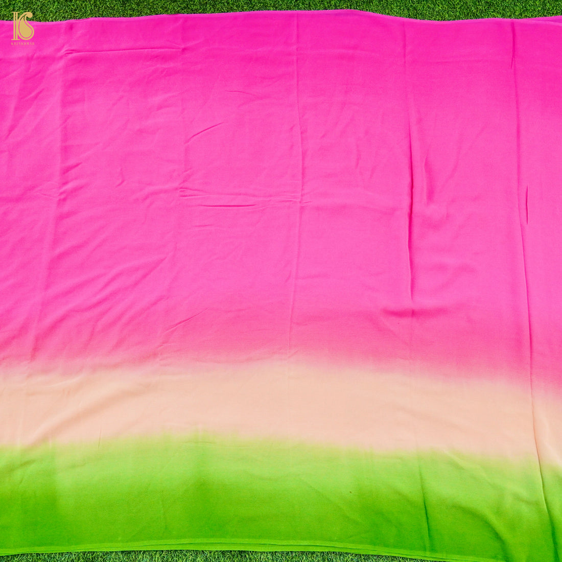 Pink & Green Georgette Saree