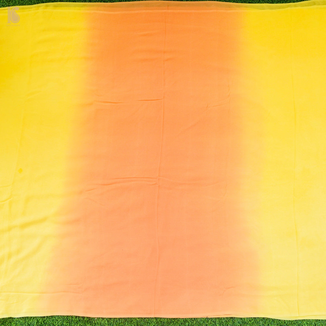 Orange & Yellow Pure Georgette Saree