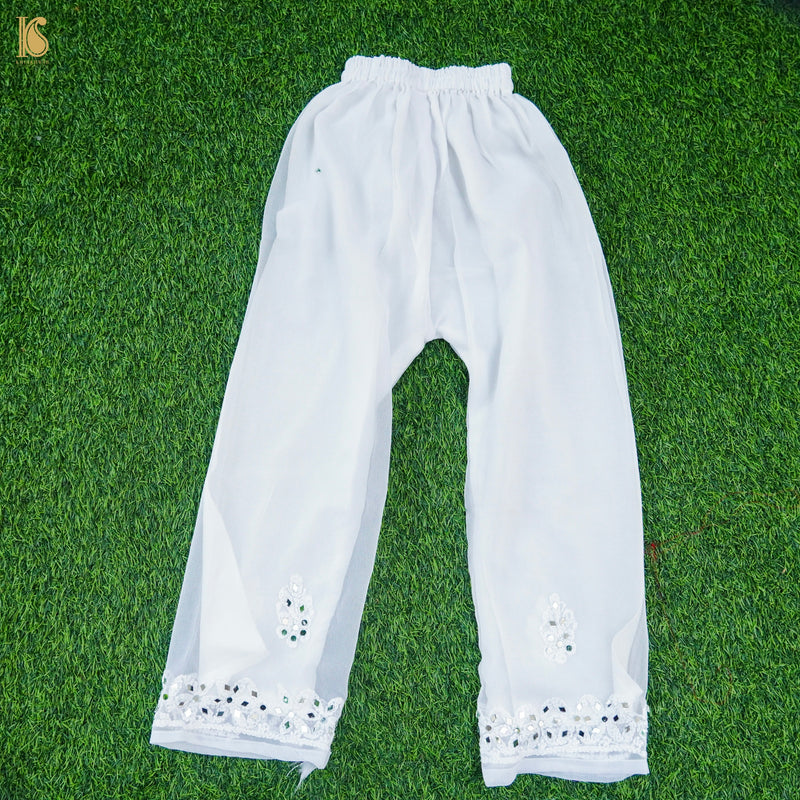Pink Georgette Chikankari with MirrorWork Stitched Kids Kurta Set