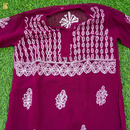 Georgette Chikankari Stitched Kids Kurta Set