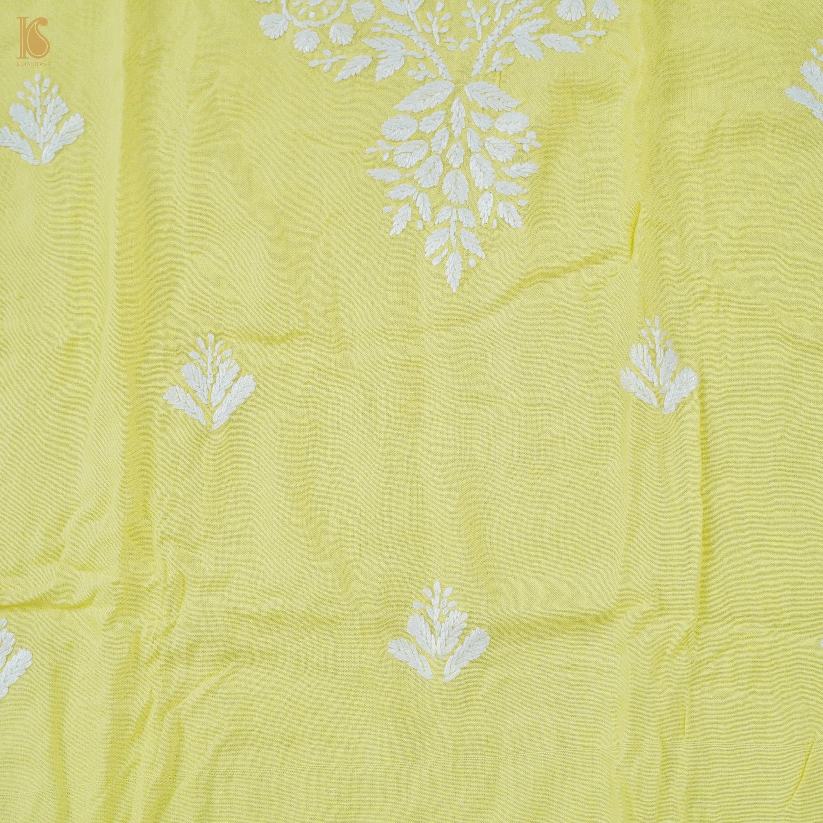 Yellow Rayon Silk Chikankari Stitched Kids Kurta Set