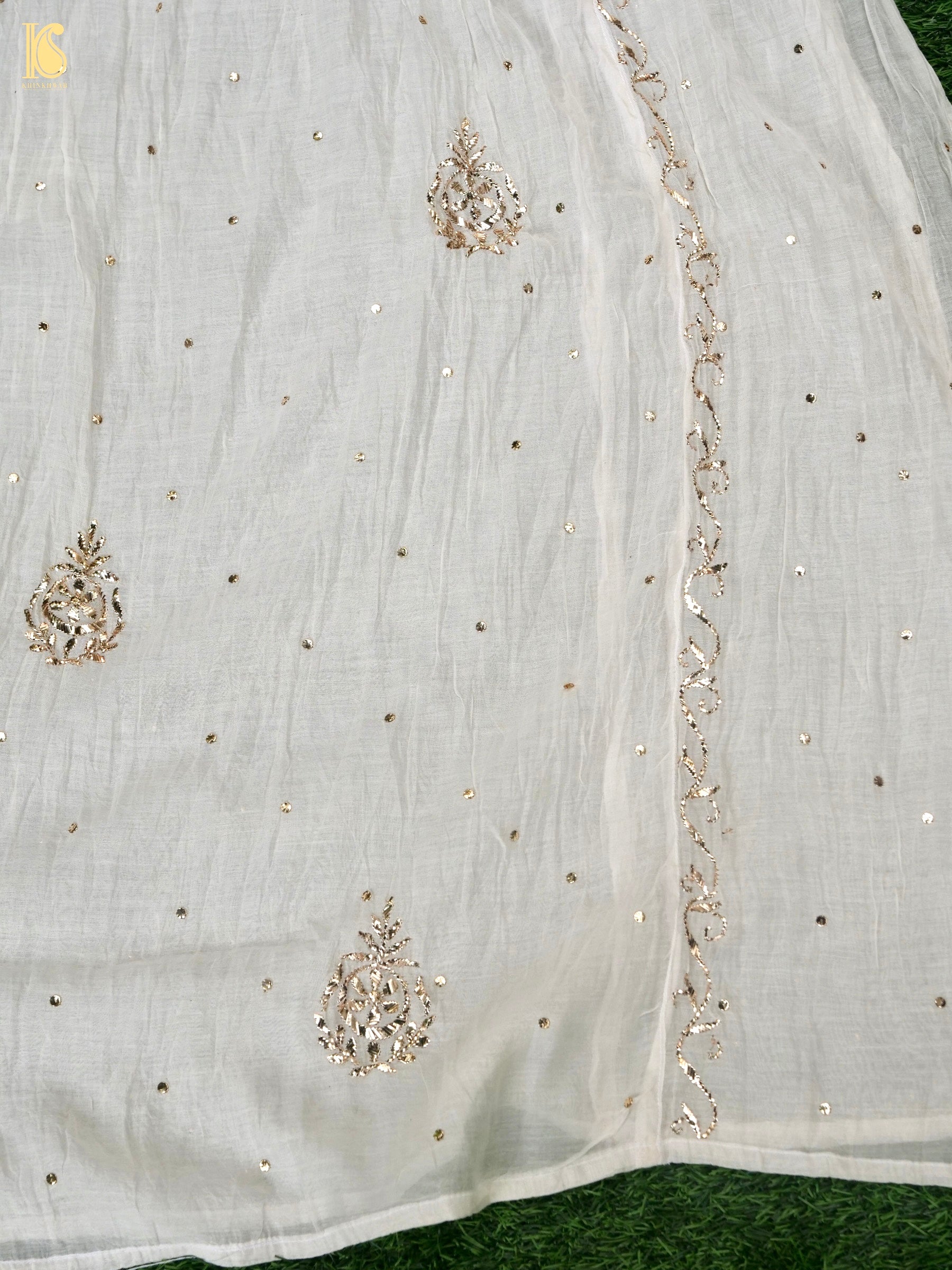 Pure Mul Chanderi Silk Suit Set with Mukaish Work