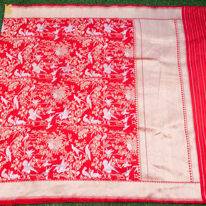 Katan Silk Shikargah Banarasi Saree | Bulbul - Khinkhwab