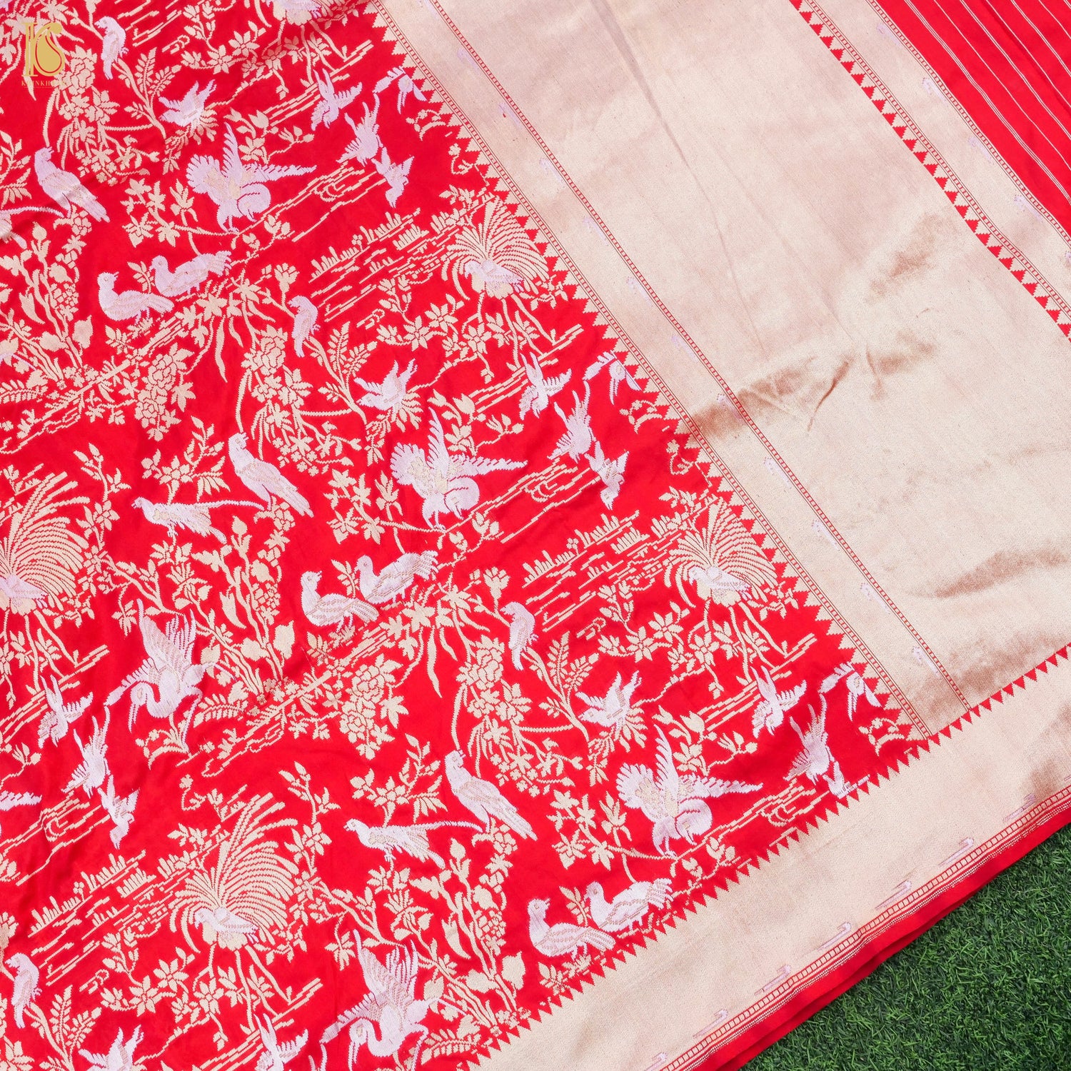Katan Silk Shikargah Banarasi Saree | Bulbul - Khinkhwab